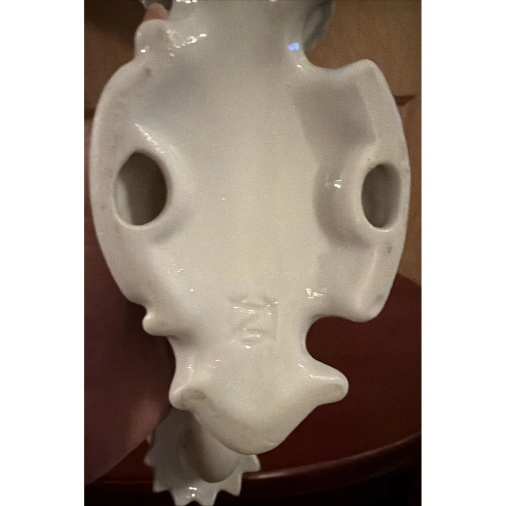 UCACGO Double Candlestick Holder Cherub Pink Roses Hand Painted Porcelain. Japan